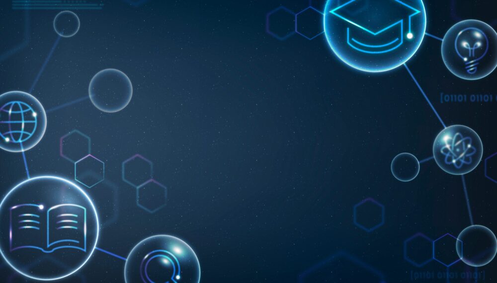 Geometric science education background vector in gradient blue digital remix